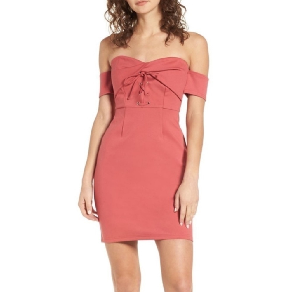 NEW with tags ASTR the Label Dusty Pink Strapless Lace up Dress